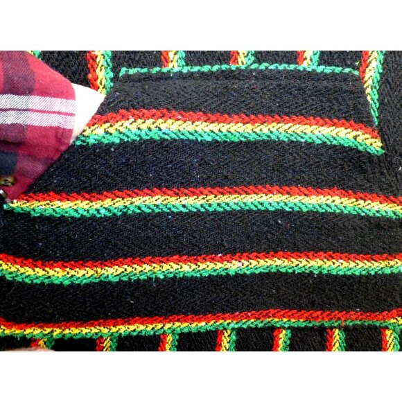 Earth Ragz Baja Hoodie XXL Rasta Striped Black Cotton Blend Pullover Kangaroo Po - Picture 3 of 11